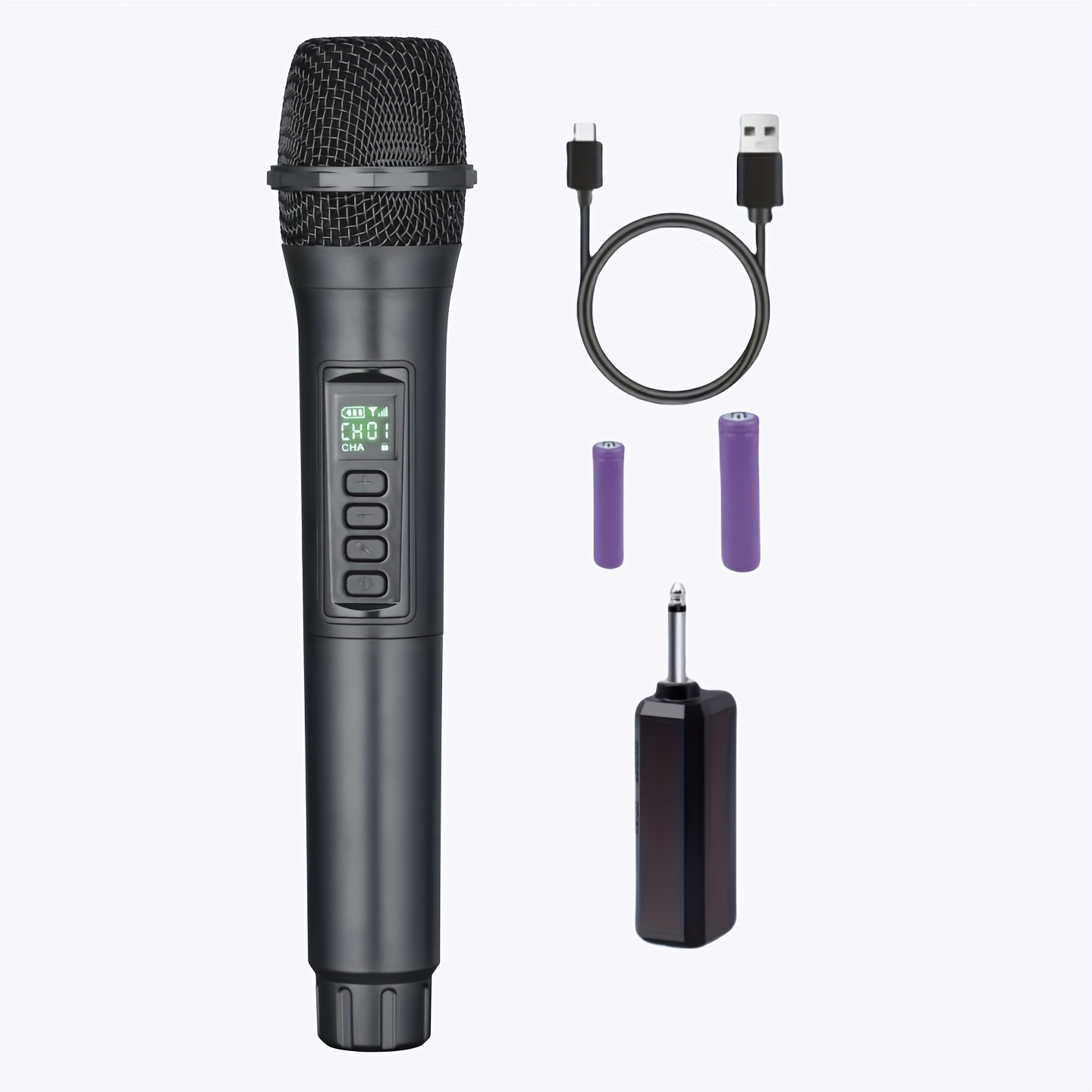 Черeн 2.4GHz безжичен микрофон – USB Type‑C зареждане, литиева батерия 18650, 6.35 мм жак - Image 10