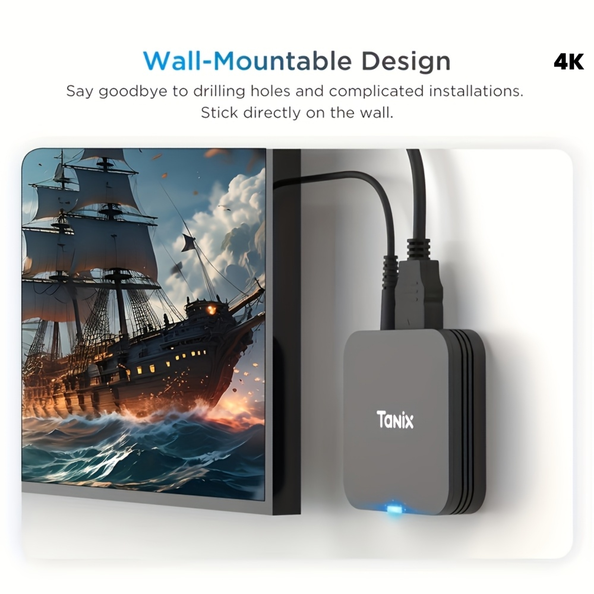 TUOGTCI Android Мини ТВ Бокс – H313 Quad‑Core, Android 10.0, 4K 60FPS, компактен дизайн