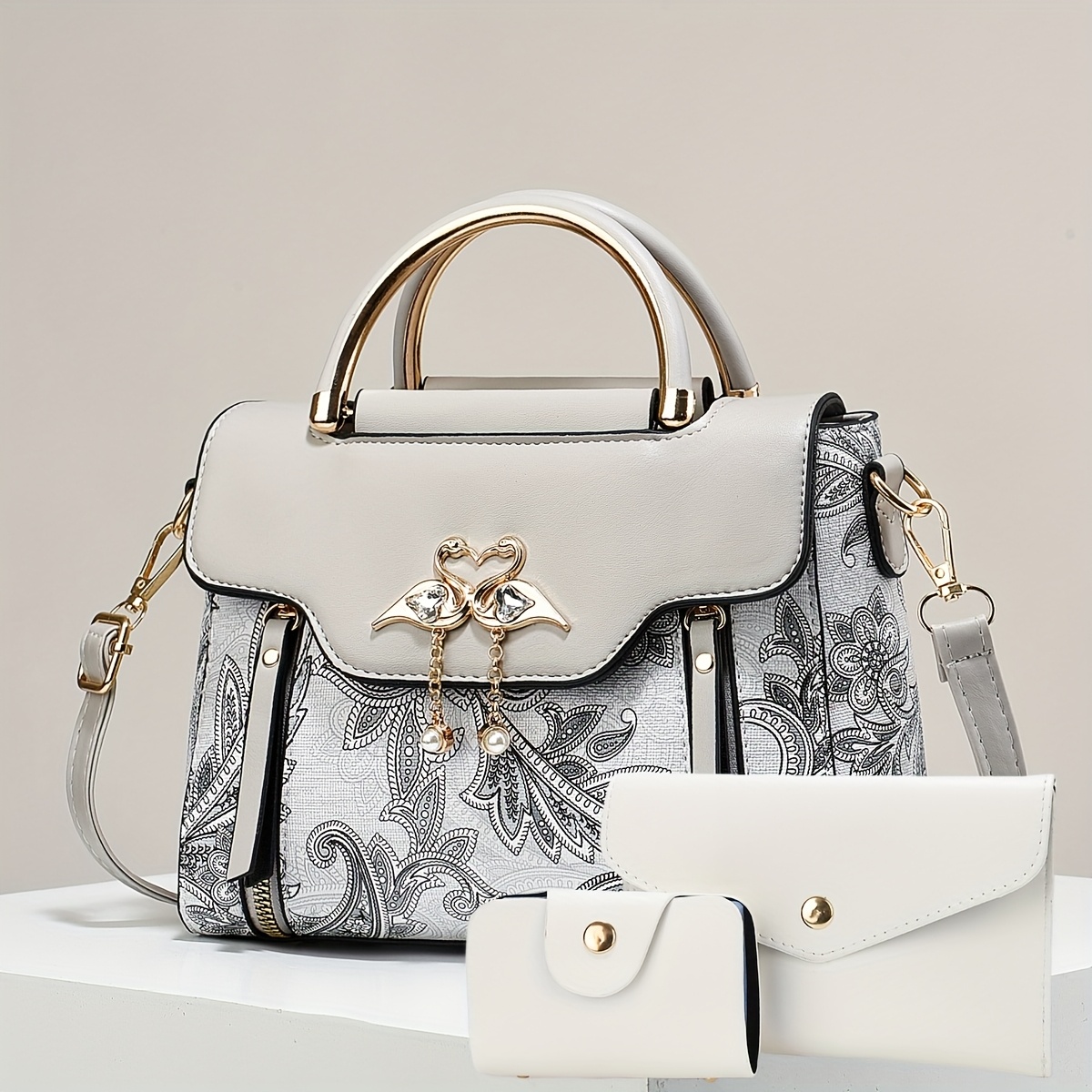 Комплект дамски чанти 3 части – раменна, ръчна и crossbody чанта - Image 22