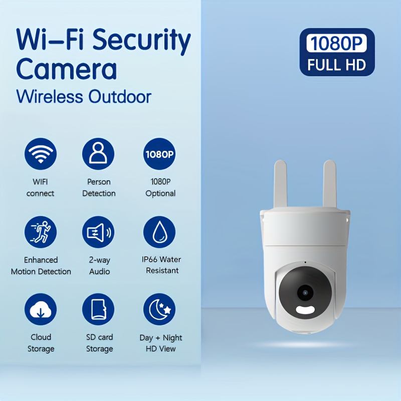 Вътрешна и Външна WiFi Камера - 1080P, IP66, AI Разпознаване на Хора, Пълноцветно Нощно Виждане, Стилен Дизайн