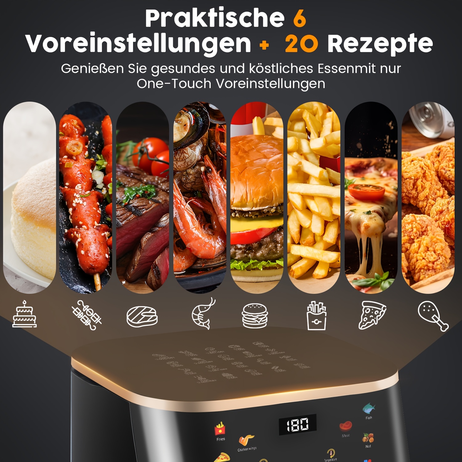 Модерен Air Fryer 9L Kehot - 1400W, Сензорен Панел, Антипригарно Покритие и 6 Програми - Image 10