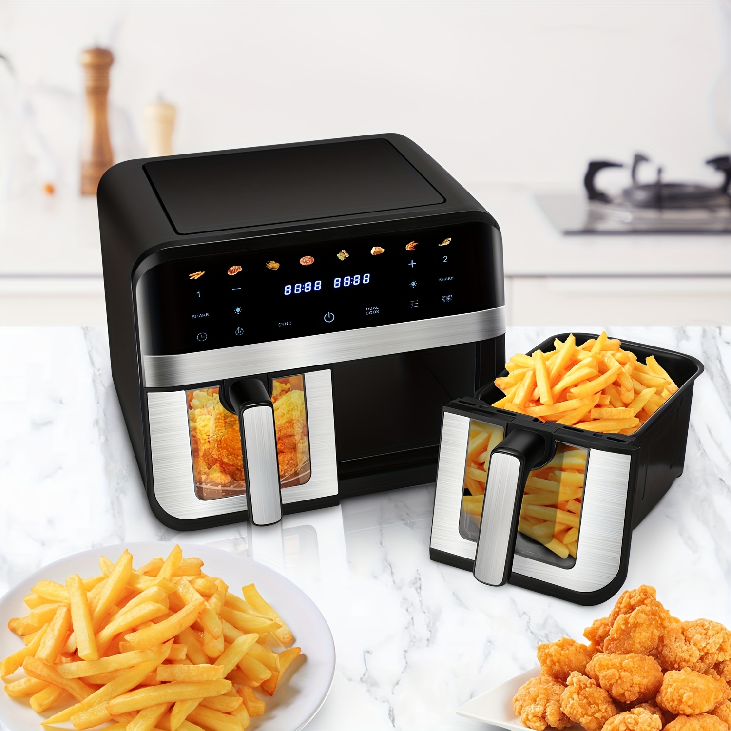 Air fryer 2x4.5L - двоен фритюрник с таймер и неръждаема стомана - Image 7