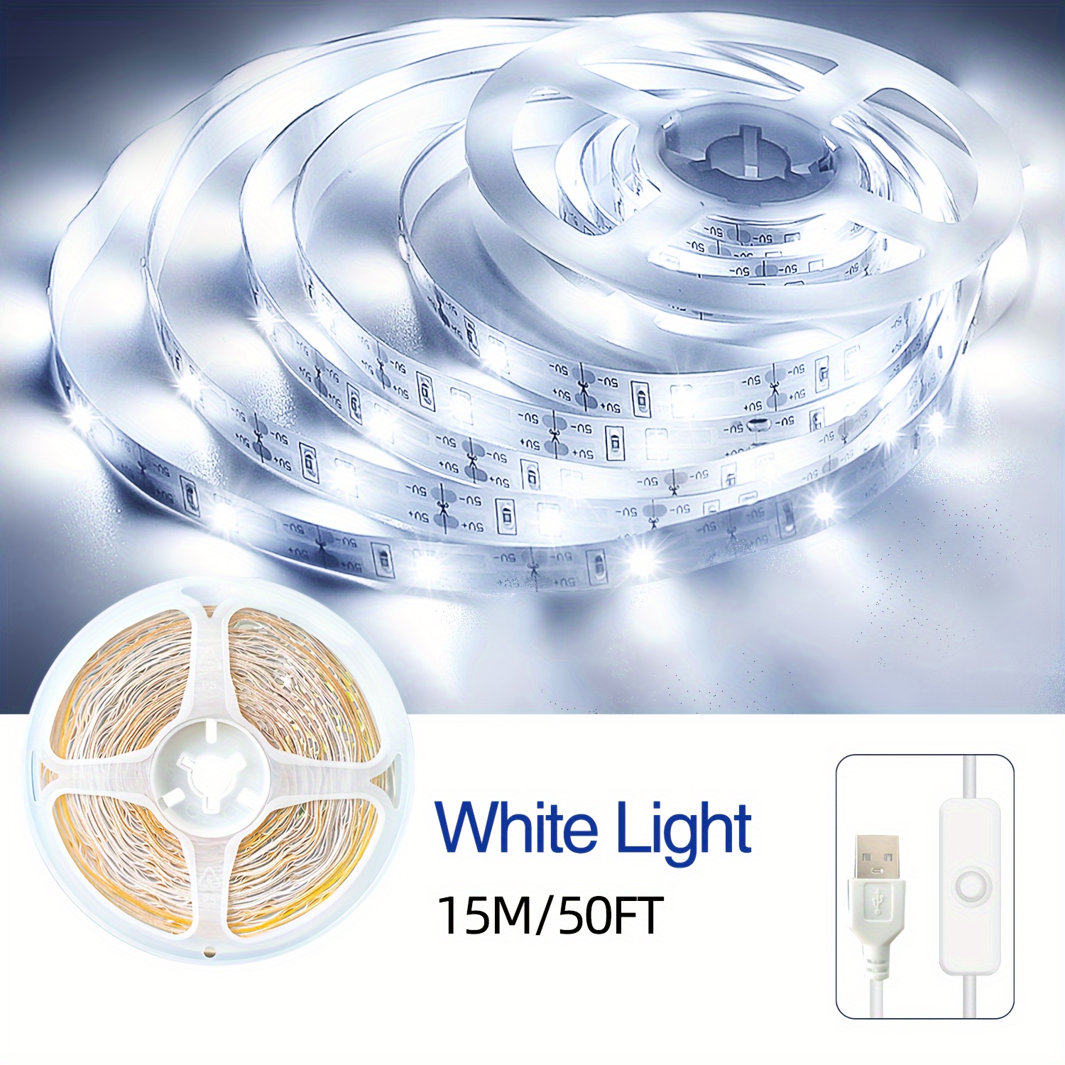 USB LED лента BJ‑5VRGB – топло и студено бяло осветление, 91.44 см до 15.24 м, лесна инсталация за DIY декор - Image 15