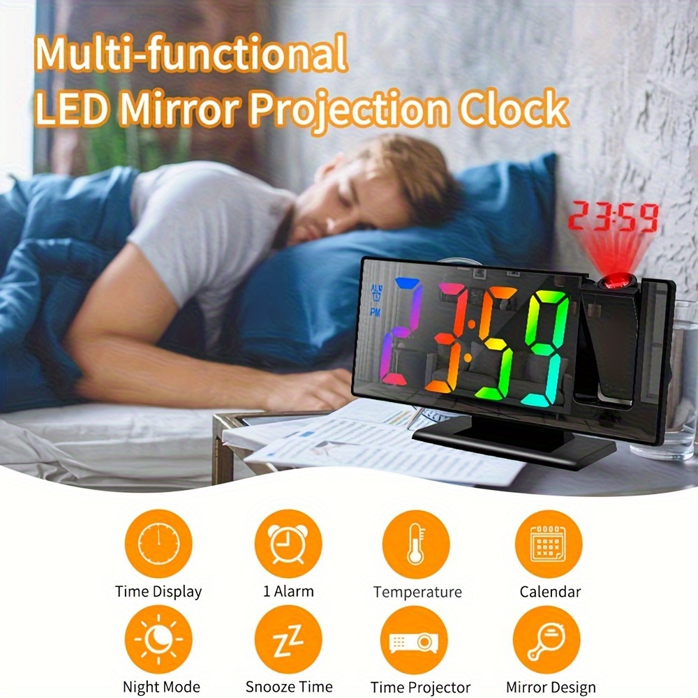 LED будилник с проекция на таван – USB часовник за спалня - Image 7