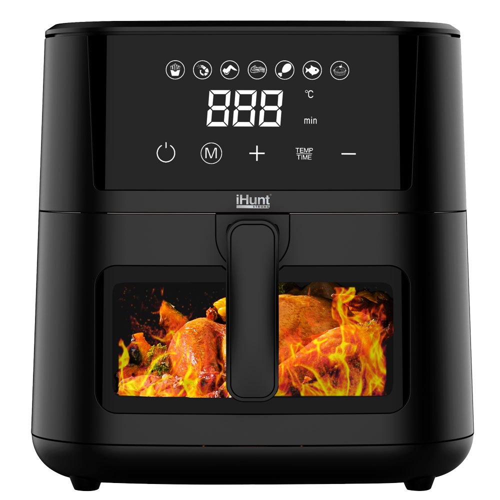 4.2L Въздушен Фритюрник Ihunt Bro – Регулируем Термостат 80‑200°C, Таймер 60 Мин, Неръждаема Стомана