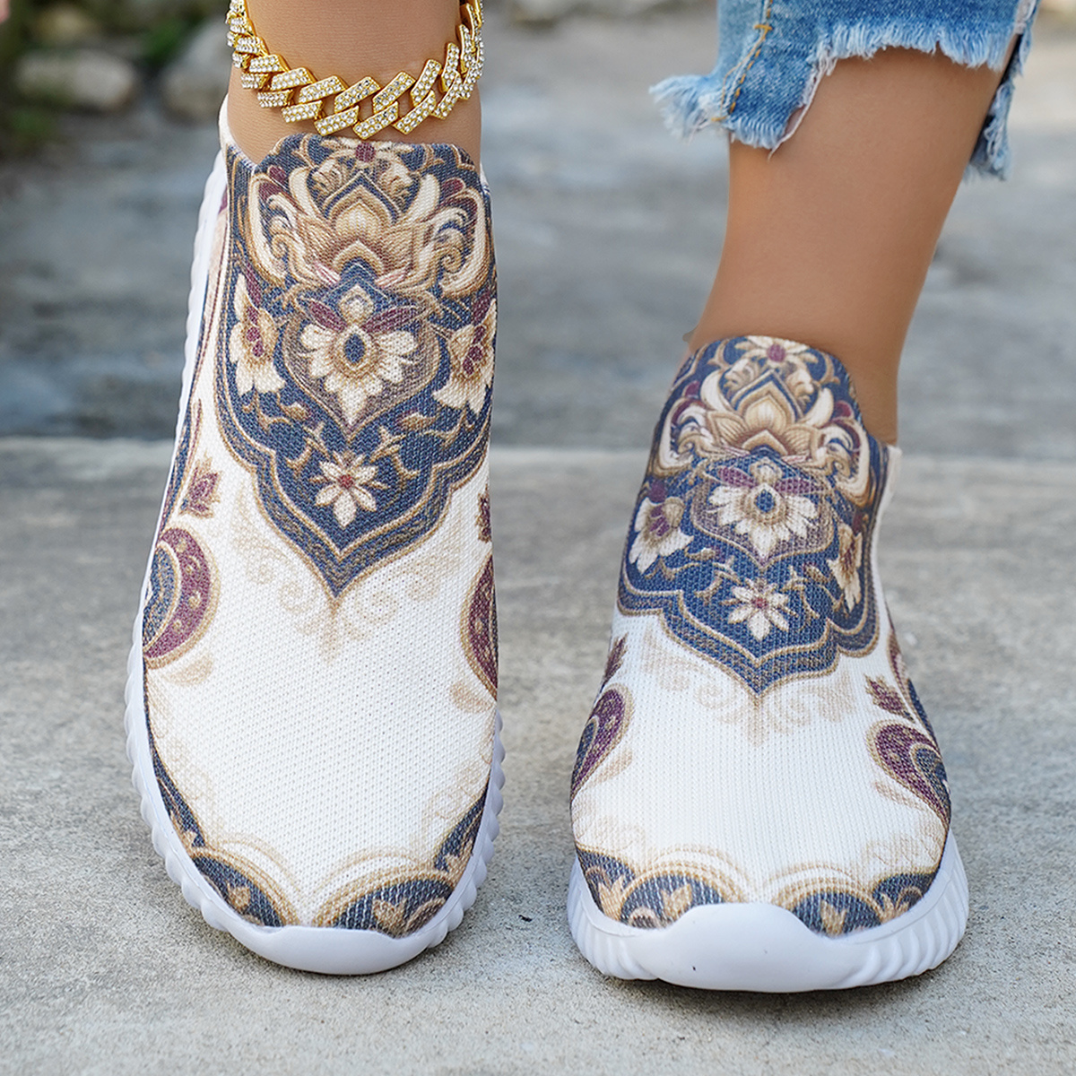 Дамски обувки в ретро етно стил – Леки, slip-on, мека подметка, дишащ flyweave - Image 6