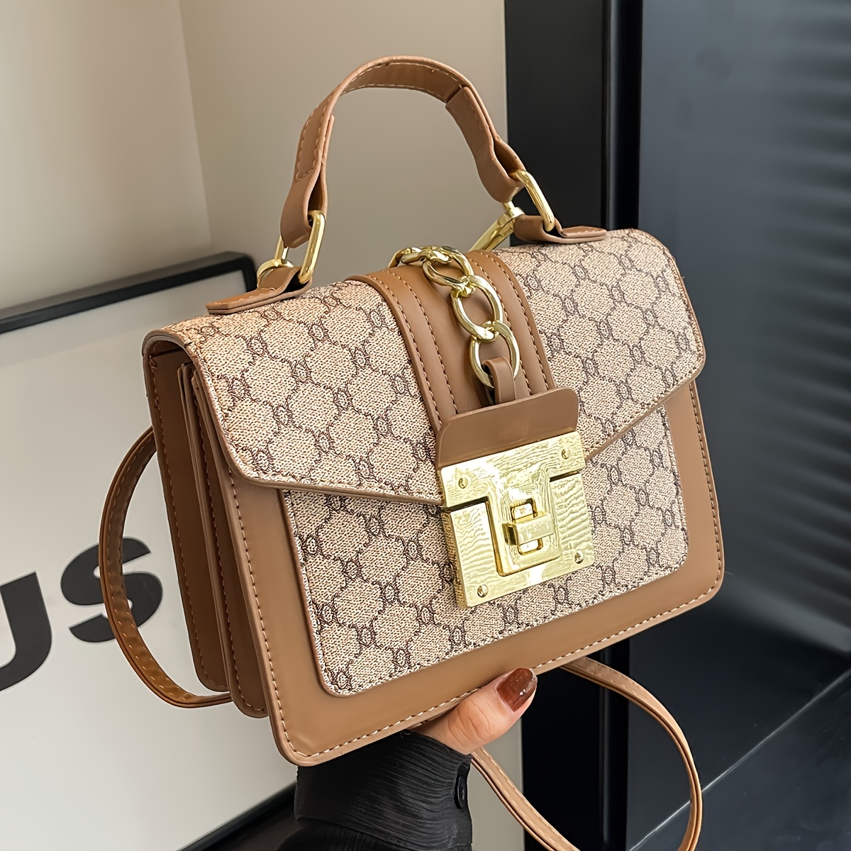Малка дамска чанта LABOONOO – цветен блок дизайн тип тоут и crossbody - Image 4