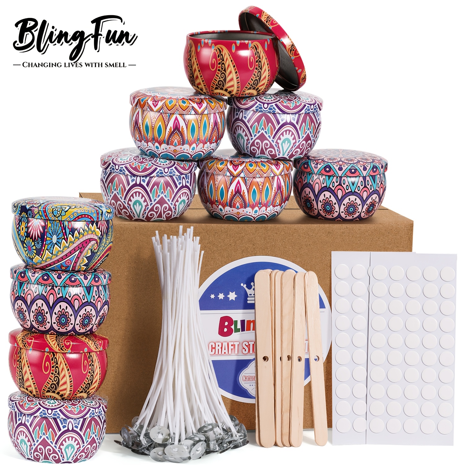 Комплект за свещи Blingfun 220 части – DIY комплект с бурканчета