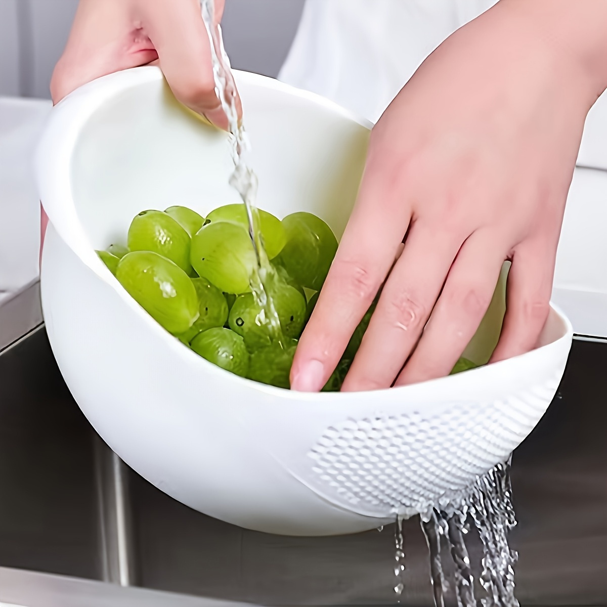 Модерна пластмасова кухненска цедка – многофункционална кошница за плодове, зеленчуци и ориз - Image 4