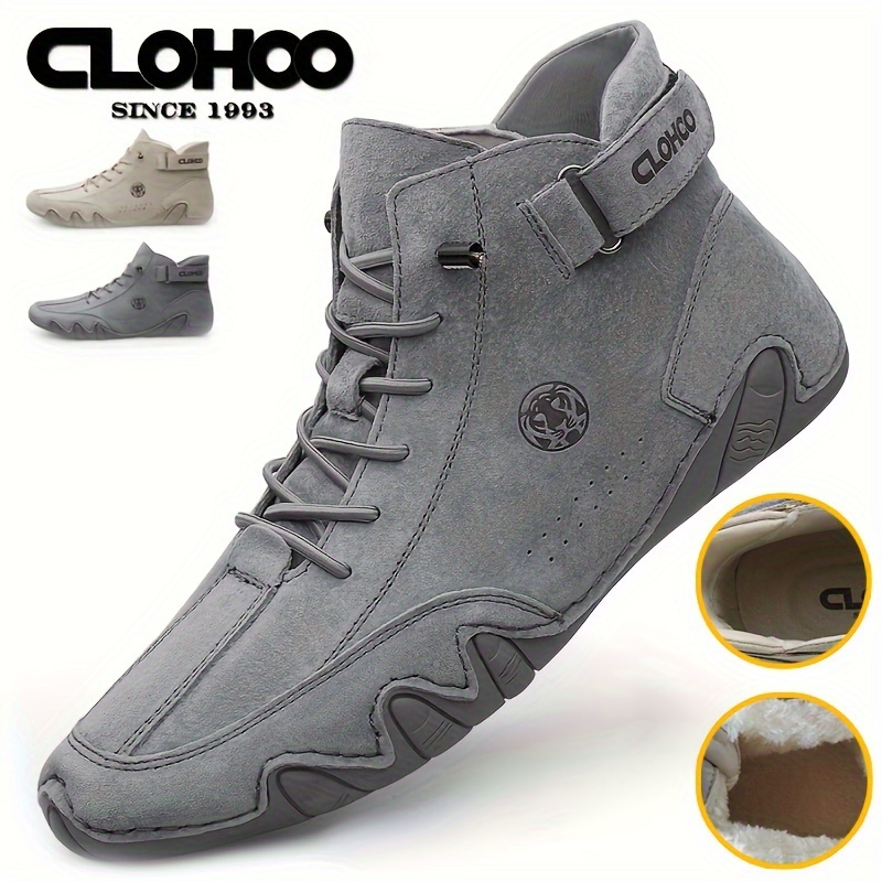 Мъжки Къси Боти CLOHOO – Еластично Закопчаване, Preppy Стил, Едноцветни, Всесезонни - Image 3