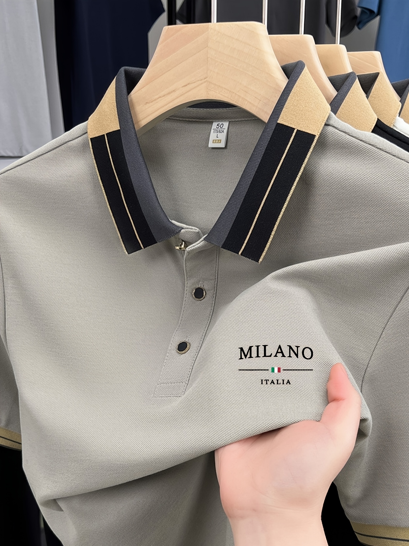 Мъжки POLO тениски MILANO ITALIA – regular fit, ревер яка с копчета, идеални за ежедневие и почивка - Image 11