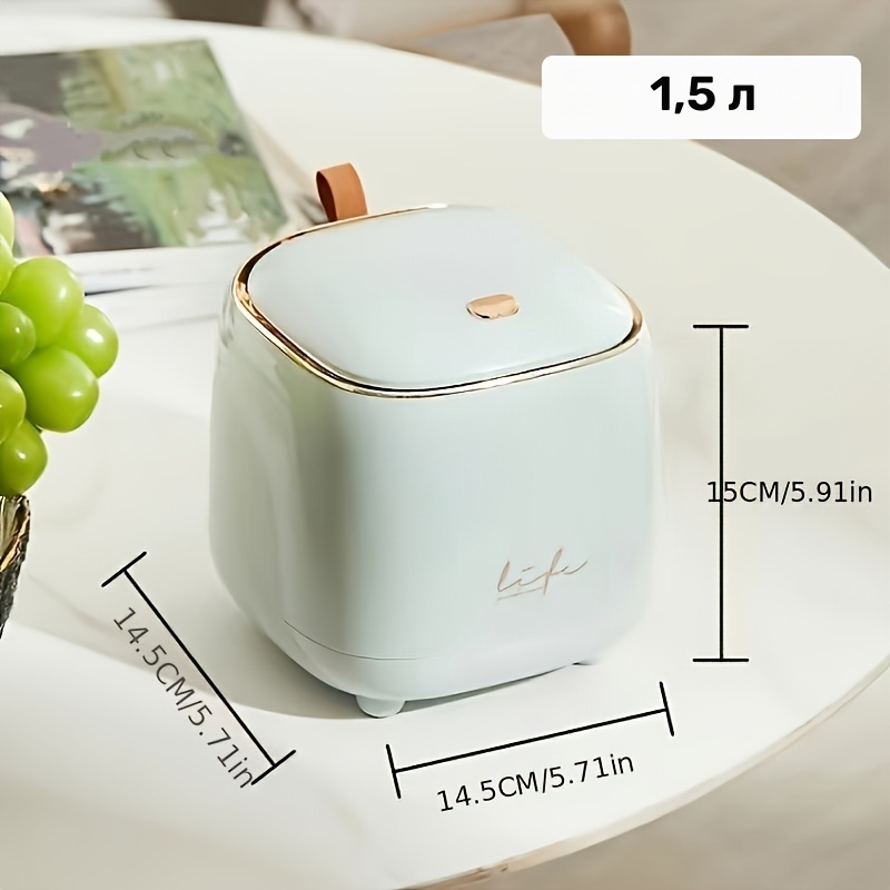 Мини настолна кофа за боклук 1.5L – кошче с капак тип преса за кухня, офис и баня