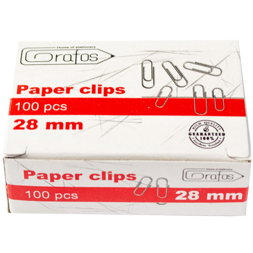 Кламери Grafos 28 мм никелирани | Paper Clips 28mm, 100 бр
