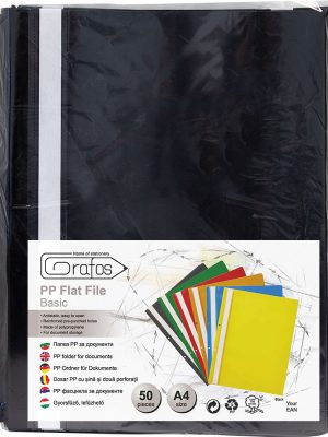 PVC папка с перфорация A4 | PP гръб, прозрачно лице, с машинка (50 бр.)