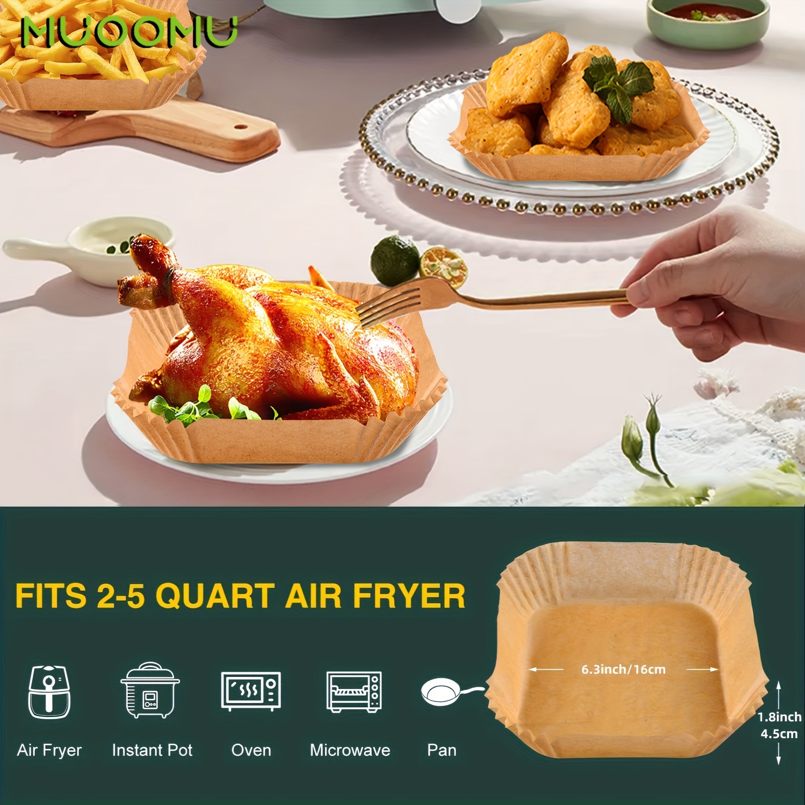 Хартия за air fryer 50-200 бр - квадратни подложки за еднократна употреба - Image 10
