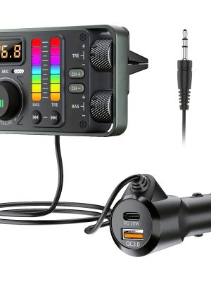 Безжичен FM предавател за кола, Bluetooth, AUX, MP3 плейър, PD 20W QC3.0 бързо зареждане