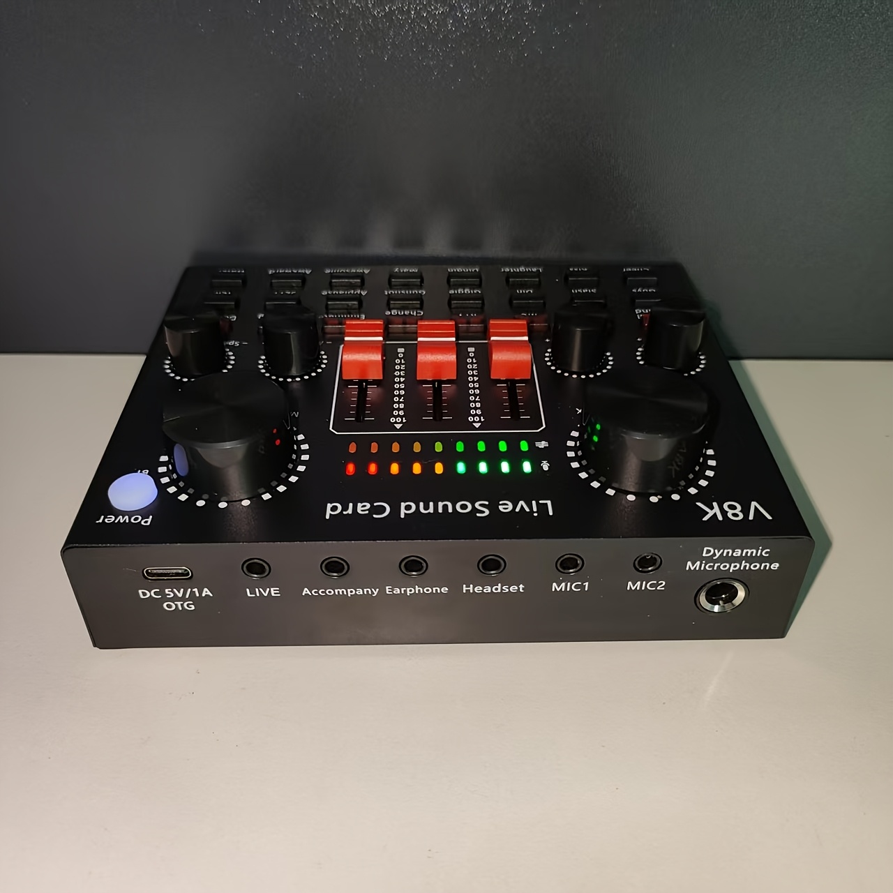 Live Sound Card V8K – професионален мобилен аудио интерфейс с USB зареждане и 18650 батерия - Image 4