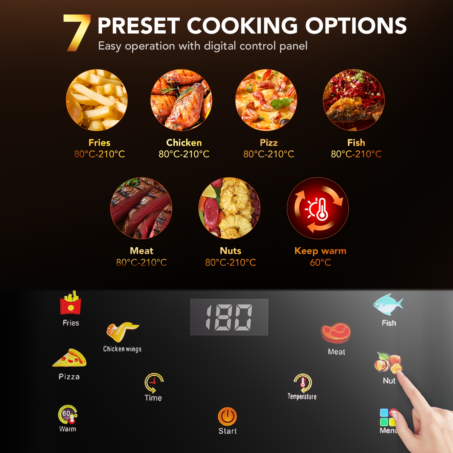 Фритюрник с горещ въздух 10.5 литра 1800W – енергоспестяваща air fryer - Image 8