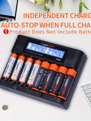 Powerkan смарт зарядно – 8 слота за AA/AAA батерии, интелигентно и бързо зареждане