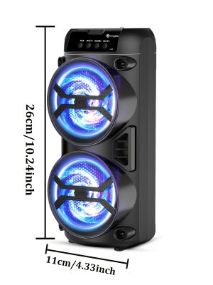 Висококачествен безжичен говорител – LED/RGB светлини, FM радио, 14W мощност, преносим субуфер