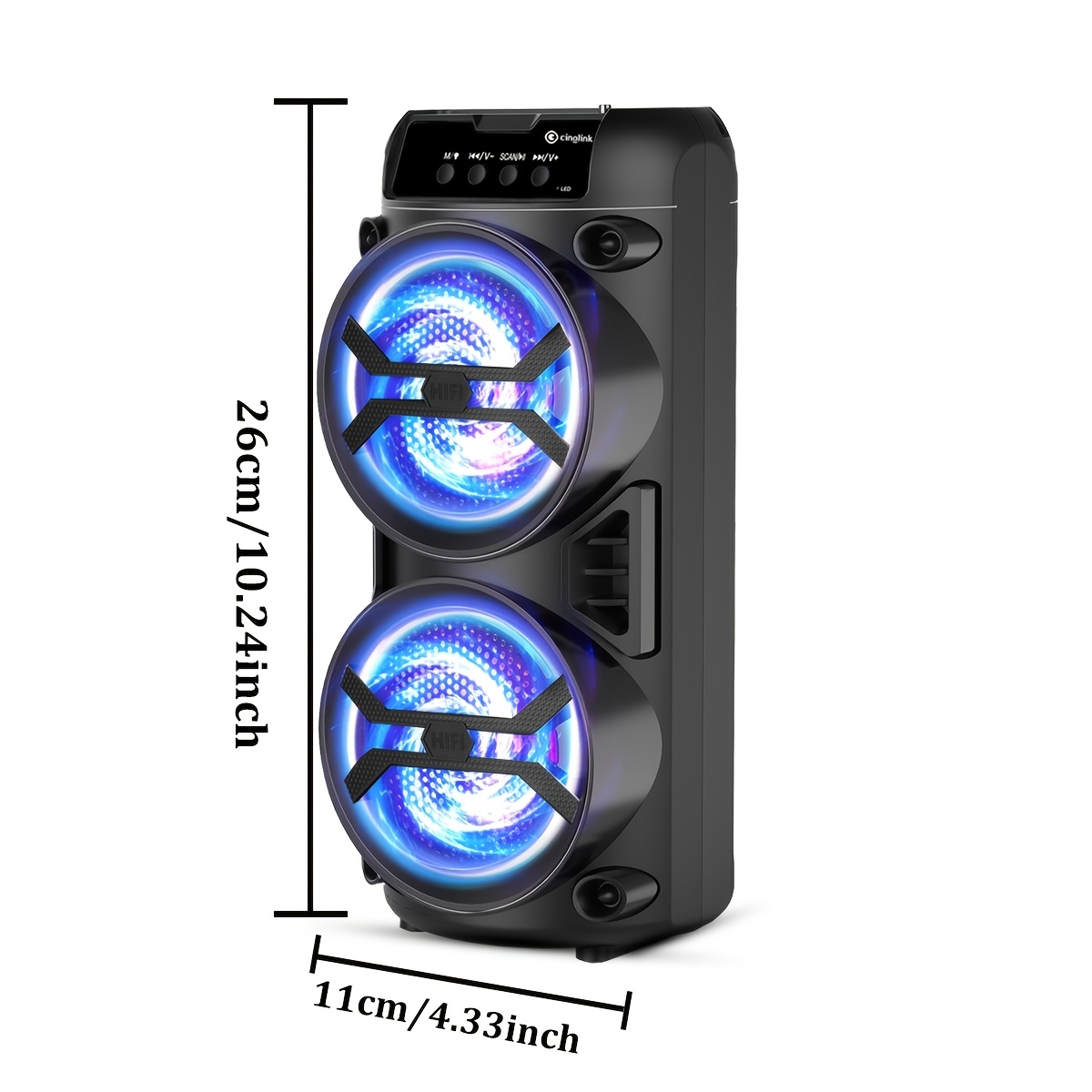 Висококачествен безжичен говорител – LED/RGB светлини, FM радио, 14W мощност, преносим субуфер