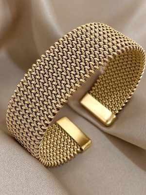 Дамска гривна от неръждаема стомана – 18K позлатена тъкана гривна HOTOO