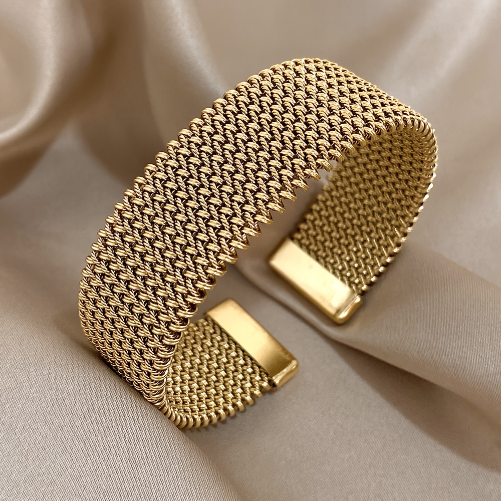 Дамска гривна от неръждаема стомана – 18K позлатена тъкана гривна HOTOO