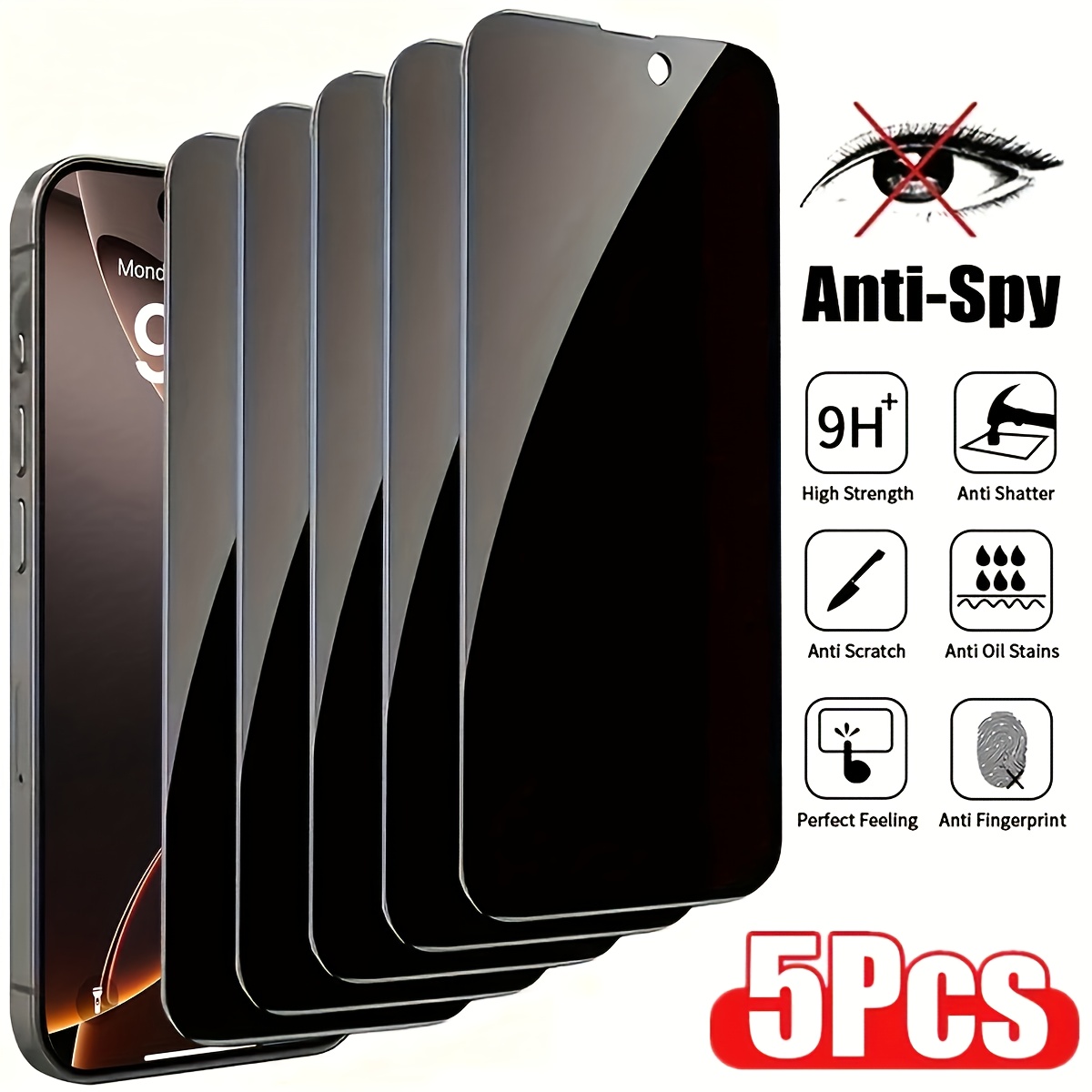 5 бр. Закалено Стъкло за iPhone – Пълно Покритие, Антишпионски и HD Яснота - Image 3