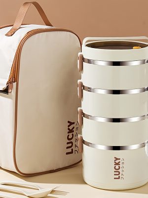 Кутия за Обяд от Неръждаема Стомана с Чанта – Изолирана Lunch Box за Училище и Работа