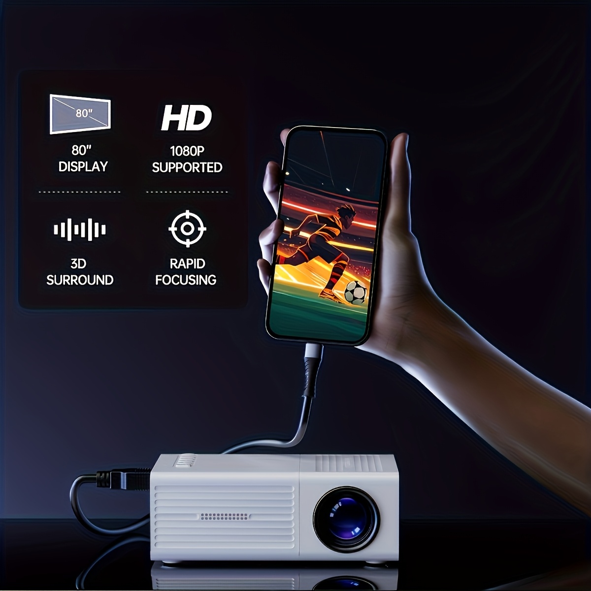 Мини проектор с LCD екран – 1080P качество, USB връзка, дистанционно управление и универсална съвместимост - Image 9