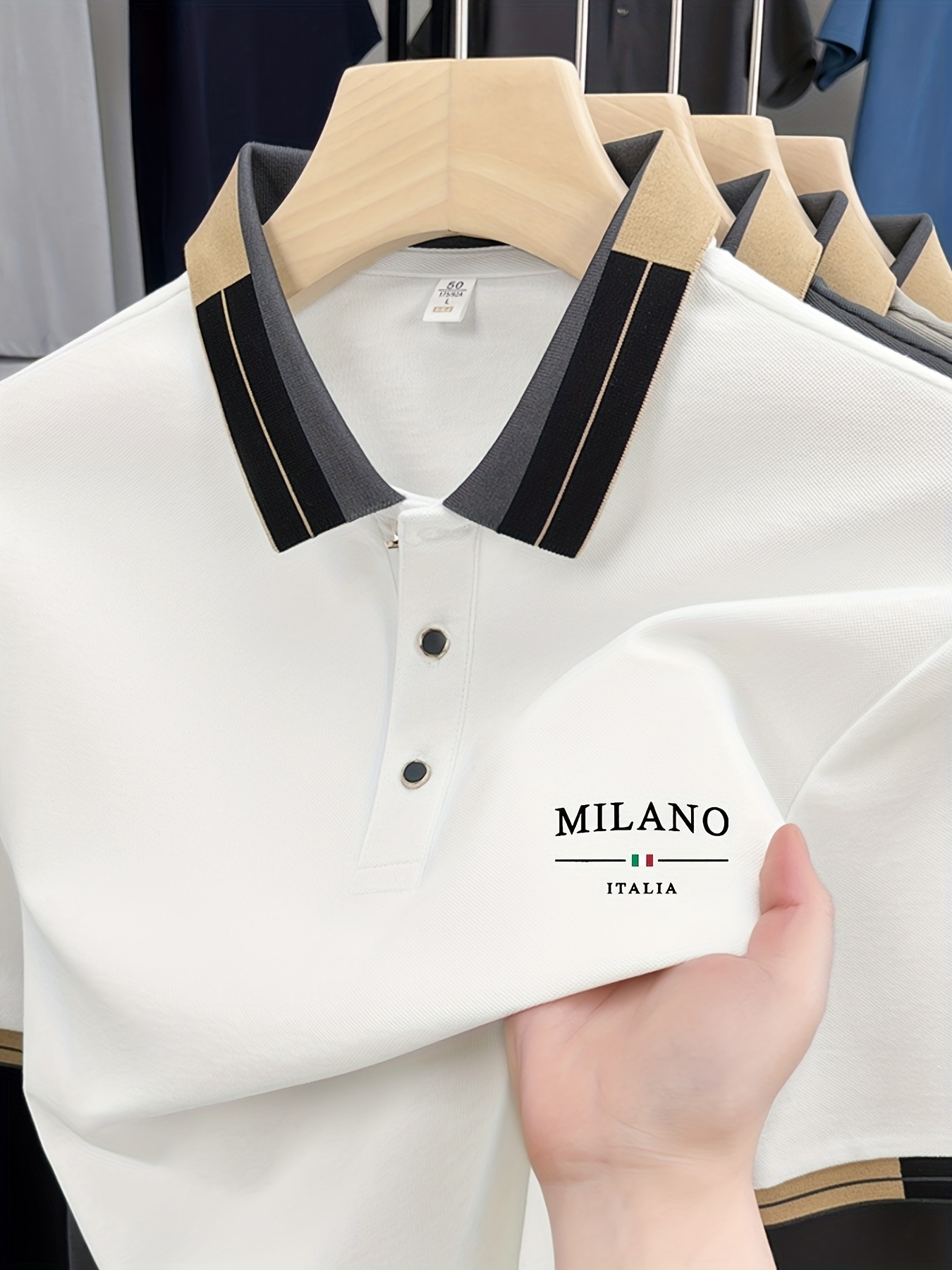 Мъжки POLO тениски MILANO ITALIA – regular fit, ревер яка с копчета, идеални за ежедневие и почивка - Image 9