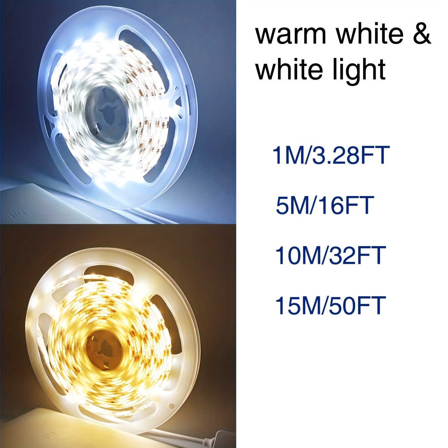 USB LED лента BJ‑5VRGB – топло и студено бяло осветление, 91.44 см до 15.24 м, лесна инсталация за DIY декор - Image 2
