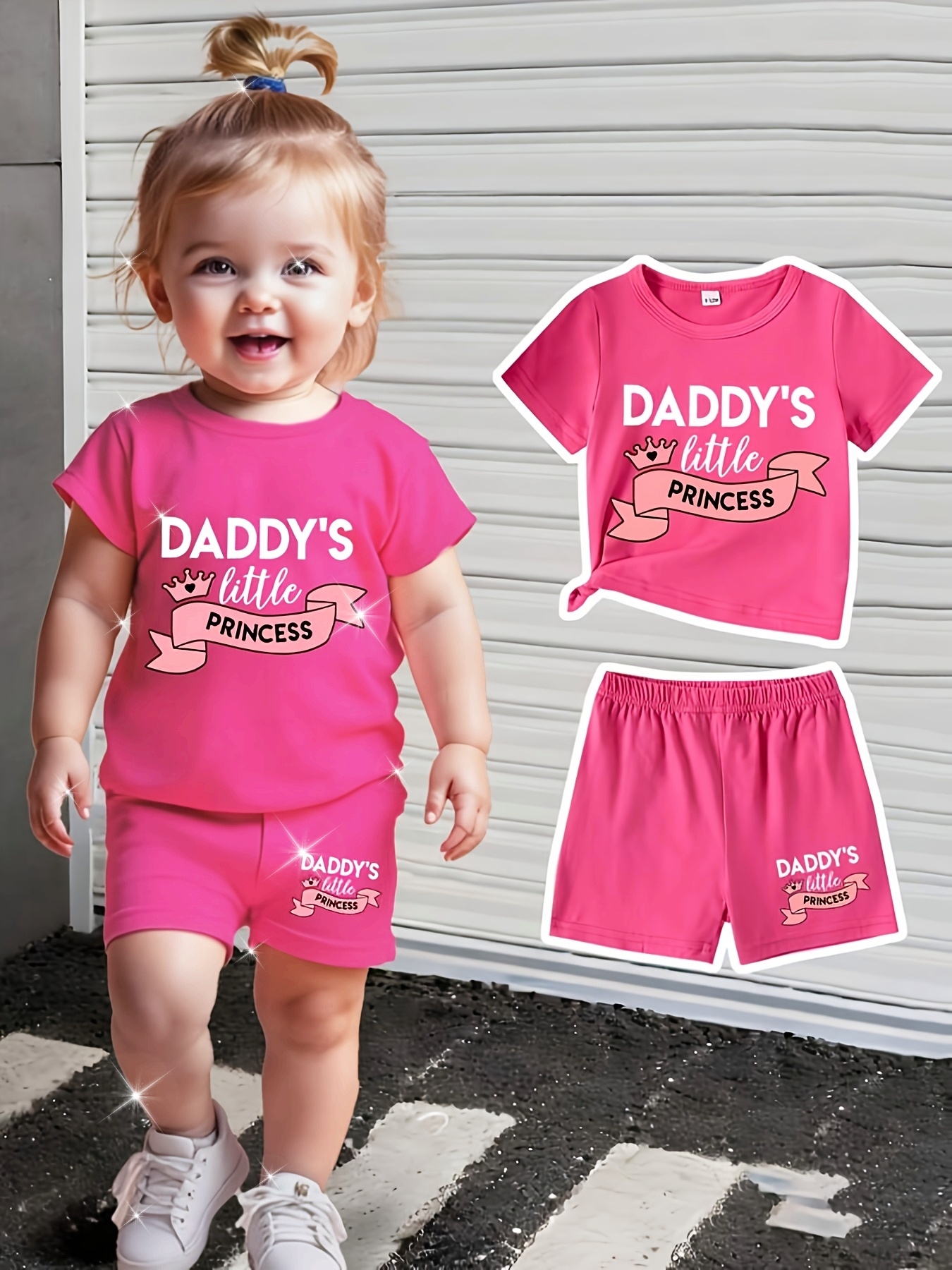 Бебешки комплект „Daddy’s Little Princess“ – тениска и шорти, пролет/лято