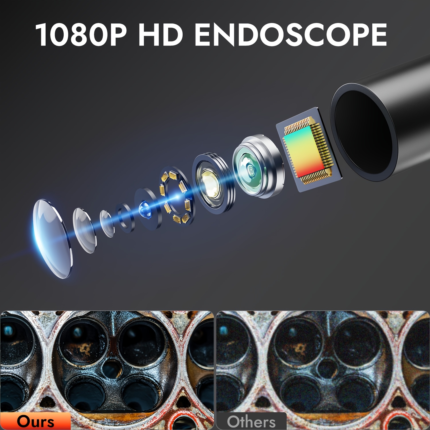 Ендоскопска камера с 10.92 cm LCD – HD 1080P, IP67, 8 LED, 5.03 м бороскоп за инспекции - Image 5