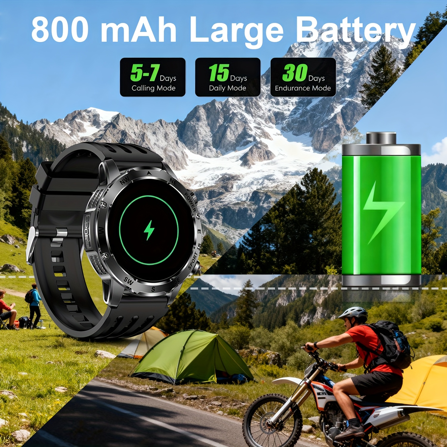 Мъжки смарт часовник - 1.53" дисплей, Bluetooth разговори, IPX8 водоустойчив за плуване, 100+ спортни режима, LED фенерче SOS - Image 10