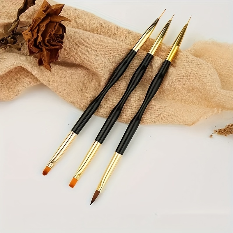 Комплект четки за nail art 3 бр – двойни четки за рисуване на нокти - Image 7