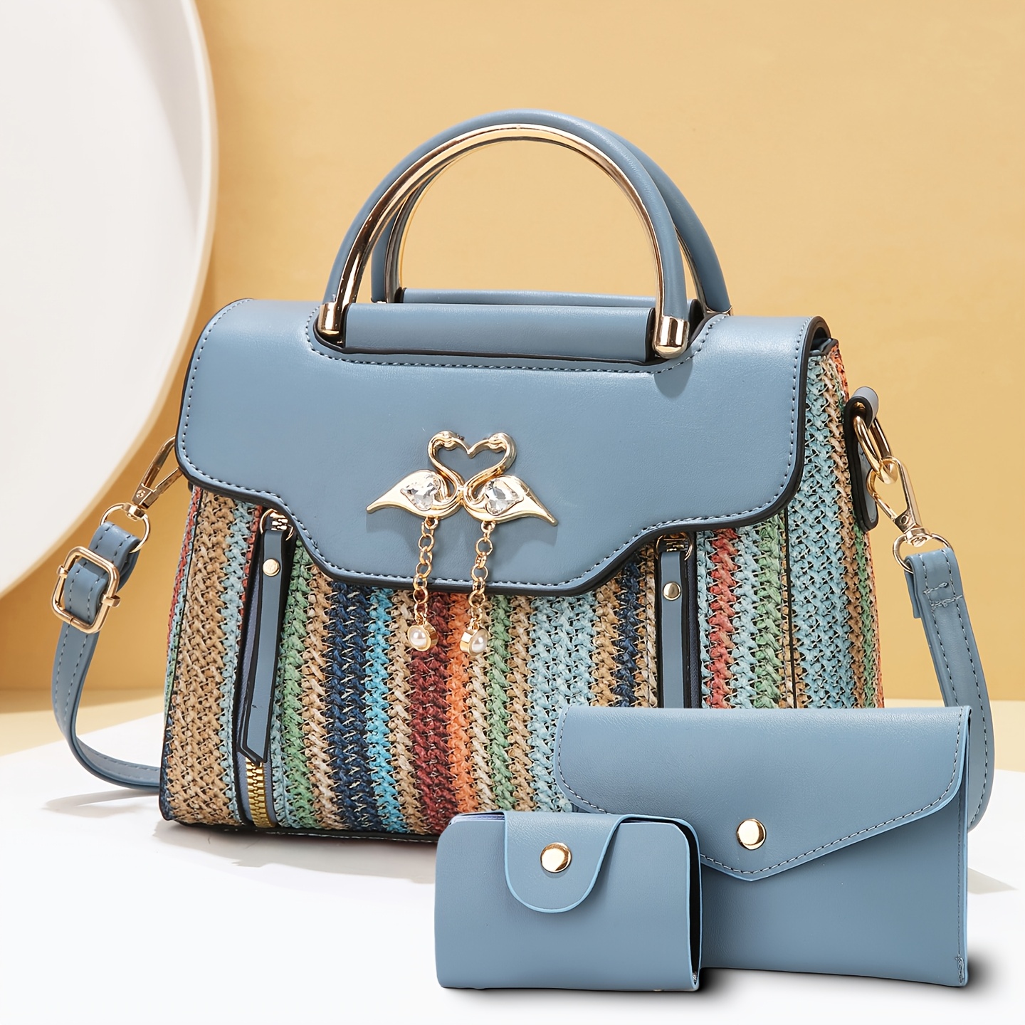 Комплект дамски чанти 3 части – раменна, ръчна и crossbody чанта - Image 7