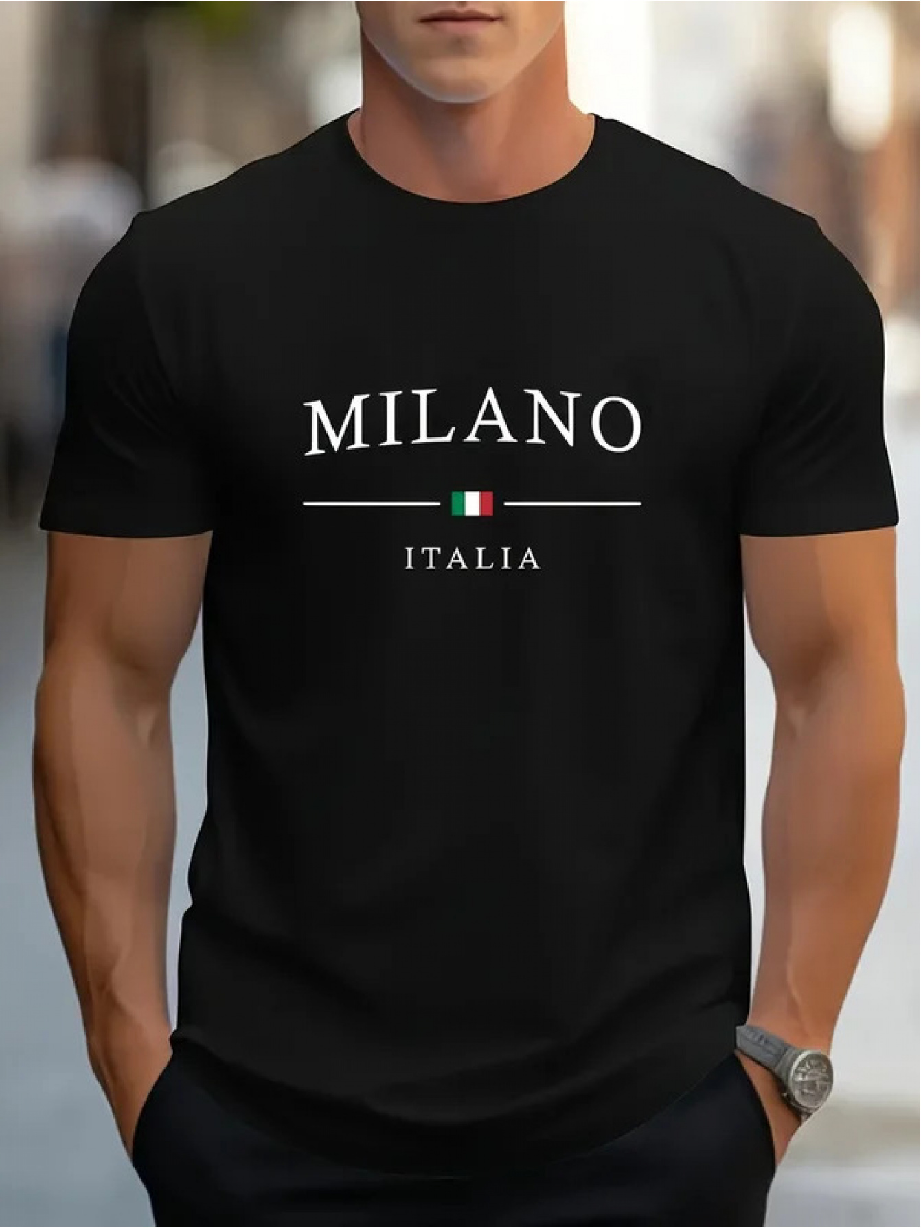 Мъжка лятна мода MILANO с принт на букви, свободна кройка, голям размер, удобна тениска с къс ръкав и кръгъл яка, ПЛЮС РАЗМЕР - Image 3