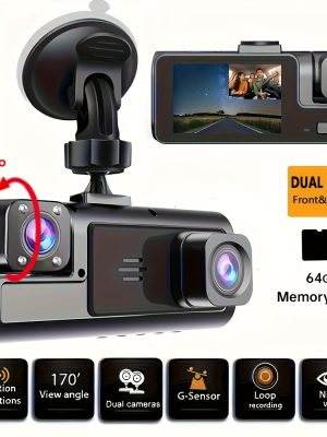 Автомобилна камера Dash Cam 1080P + 720P – предна и задна камера, опция с/без карта
