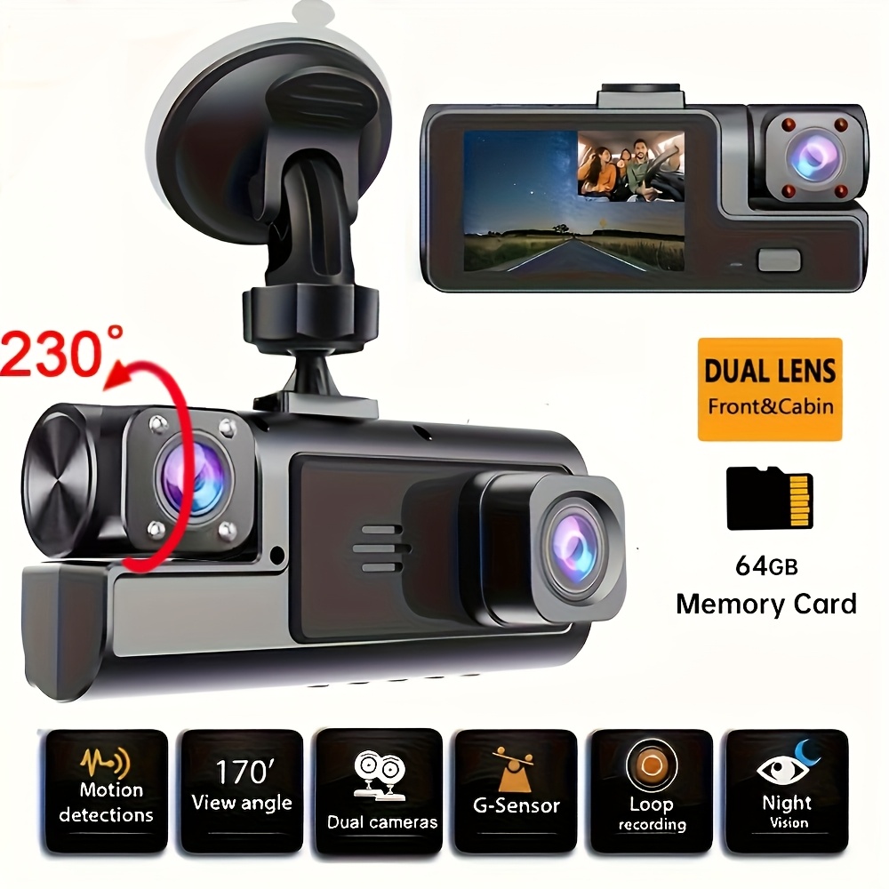 Автомобилна камера Dash Cam 1080P + 720P – предна и задна камера, опция с/без карта
