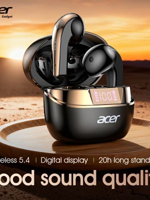 Безжични слушалки Acer – TWS стерео звук, шумопотискане, гейминг режим и дълъг живот на батерията