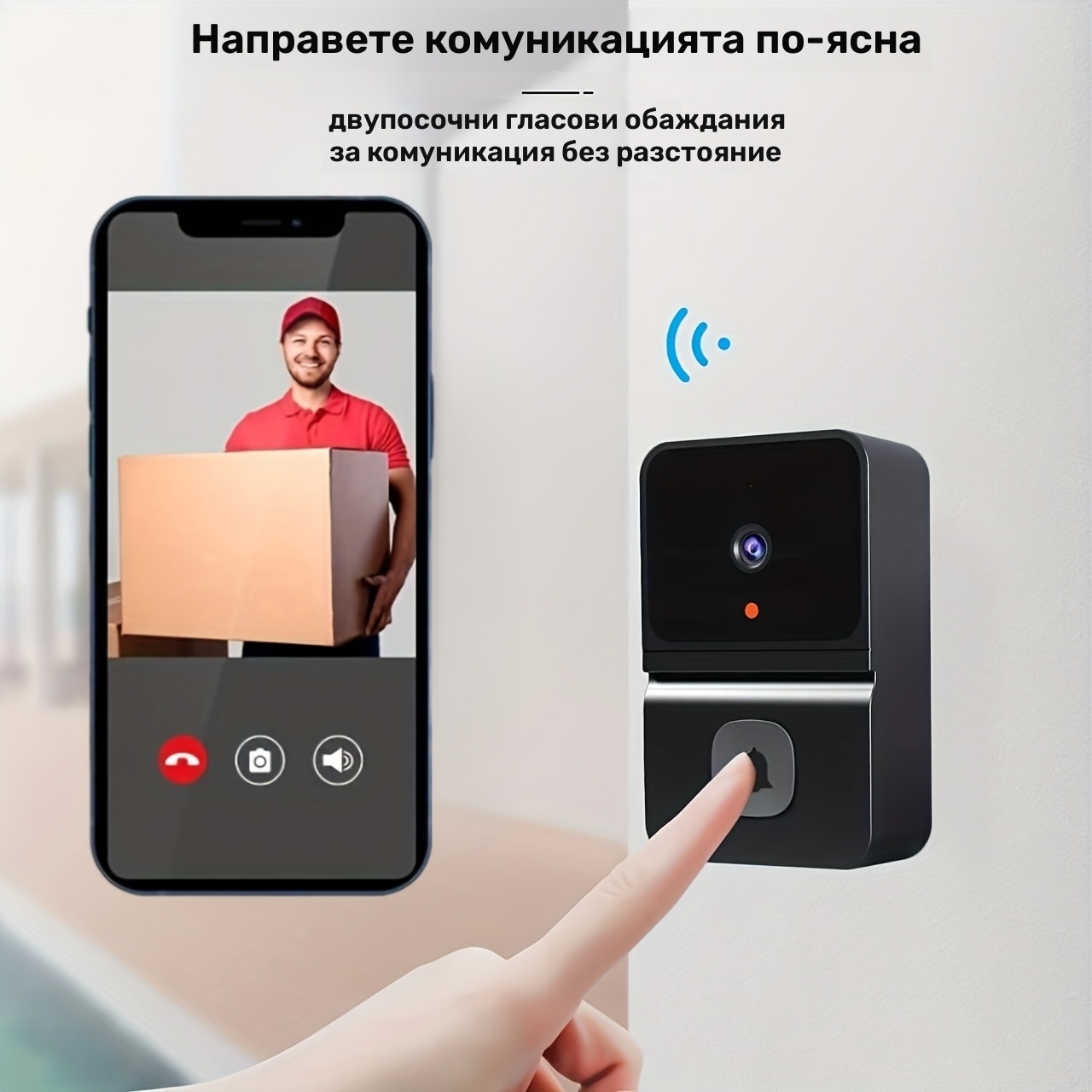 Умен WiFi видео звънец – безжичен, 2‑посочно аудио, нощно виждане, вградена батерия - Image 6
