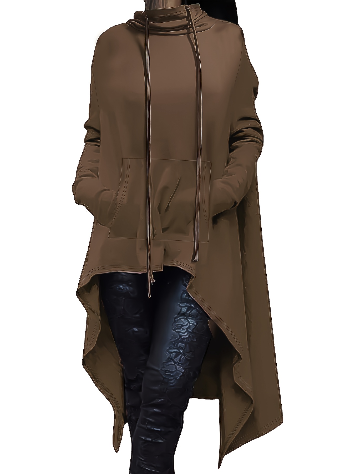 Oversize дамски суичър – топъл модел с дълъг ръкав и висока яка - Image 2