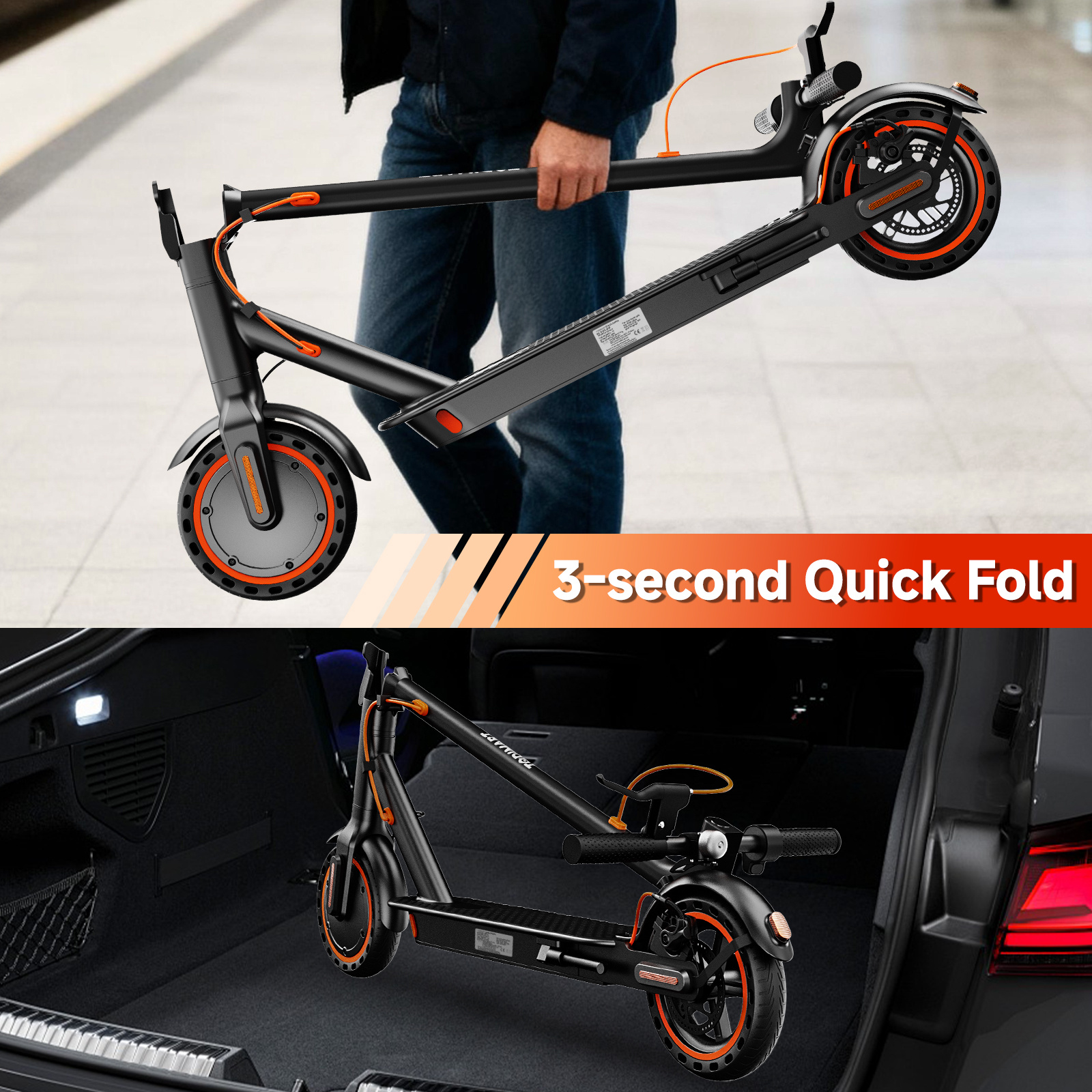 Електрическа тротинетка Todimart T3 с 280.8WH батерия, плътни 8.5" гуми и двойни спирачки - Image 3
