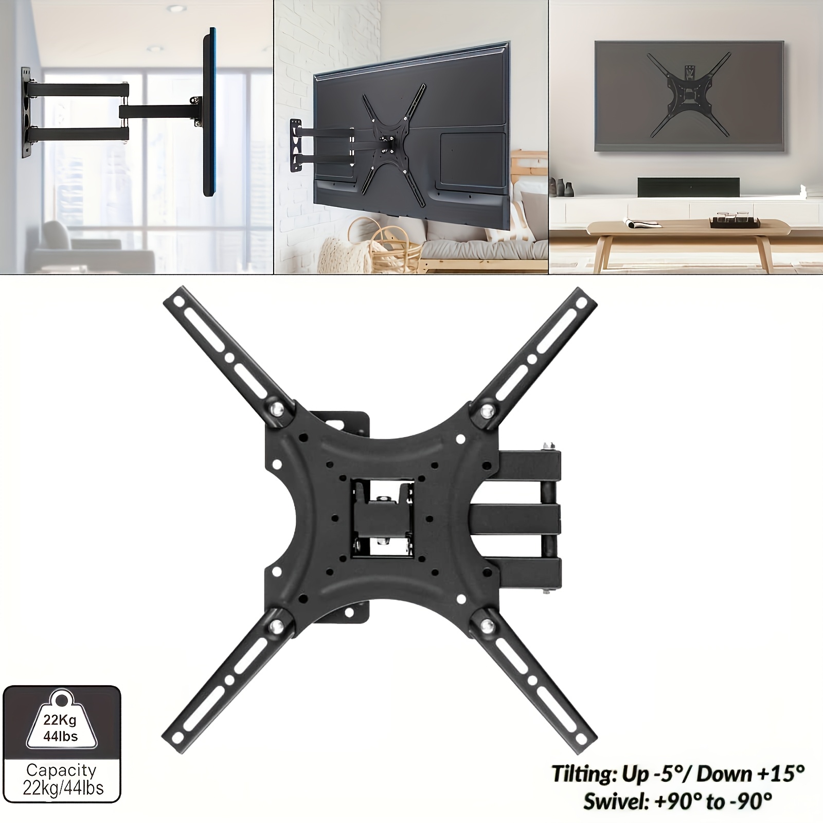 Универсална TV стойка за стена – 14–55" LED/LCD/извити екрани, VESA 400×400, до 25 kg