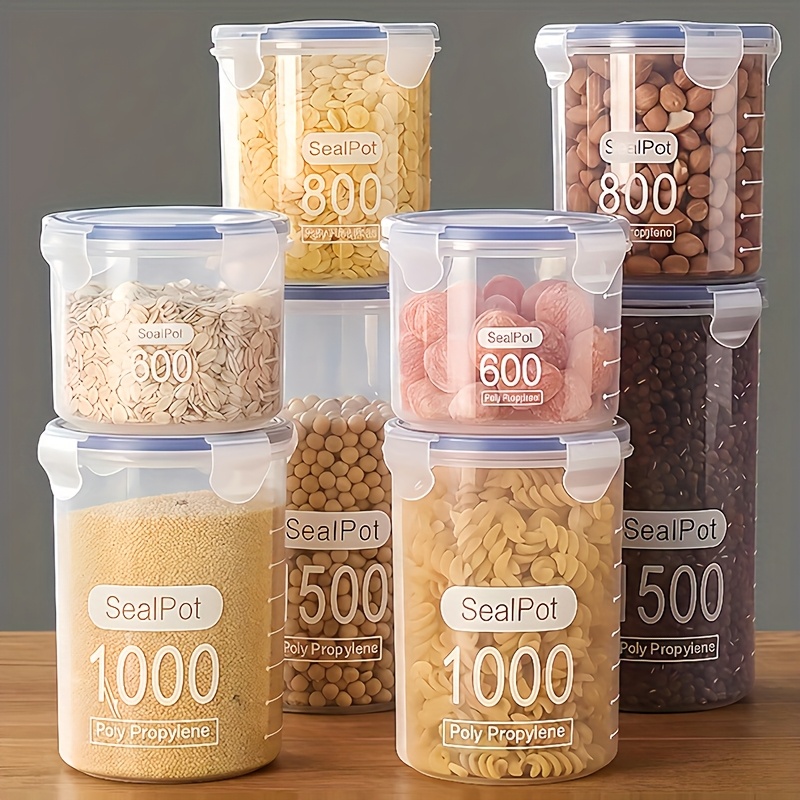 Комплект 6 х 1000 мл кухненски контейнери – херметични кутии за зърнени храни, ядки и снекове