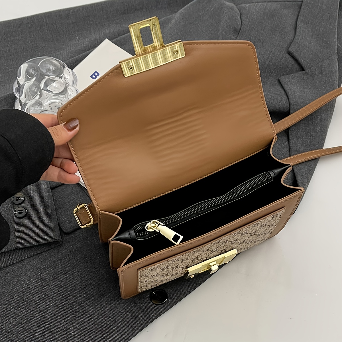Малка дамска чанта LABOONOO – цветен блок дизайн тип тоут и crossbody - Image 8