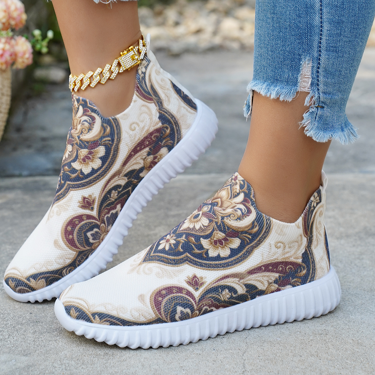 Дамски обувки в ретро етно стил – Леки, slip-on, мека подметка, дишащ flyweave - Image 5
