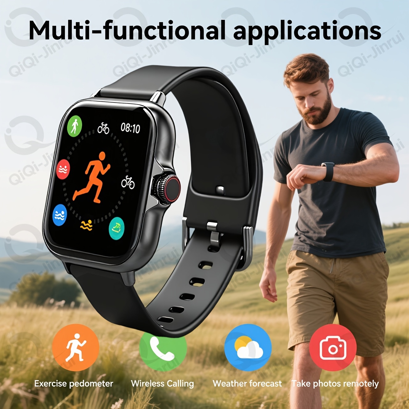Унисекс смарт часовник - 1.83" Full Touchscreen, безжични разговори, известия, спортни режими, дистанционно управление на камера и музика - Image 17
