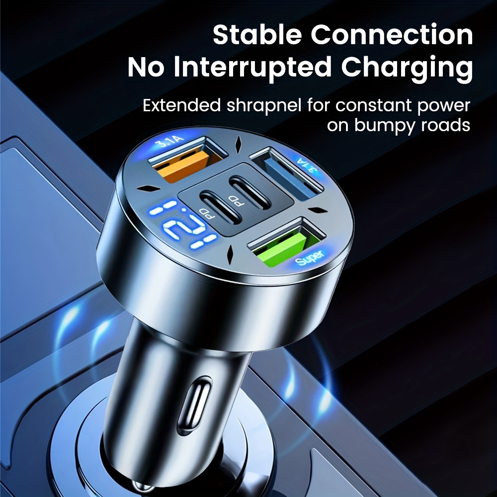 5-в-1 Мултифункционално Скрито Зарядно за Кола – 3 USB + 2 PD, Супер Бързо Зареждане - Image 2
